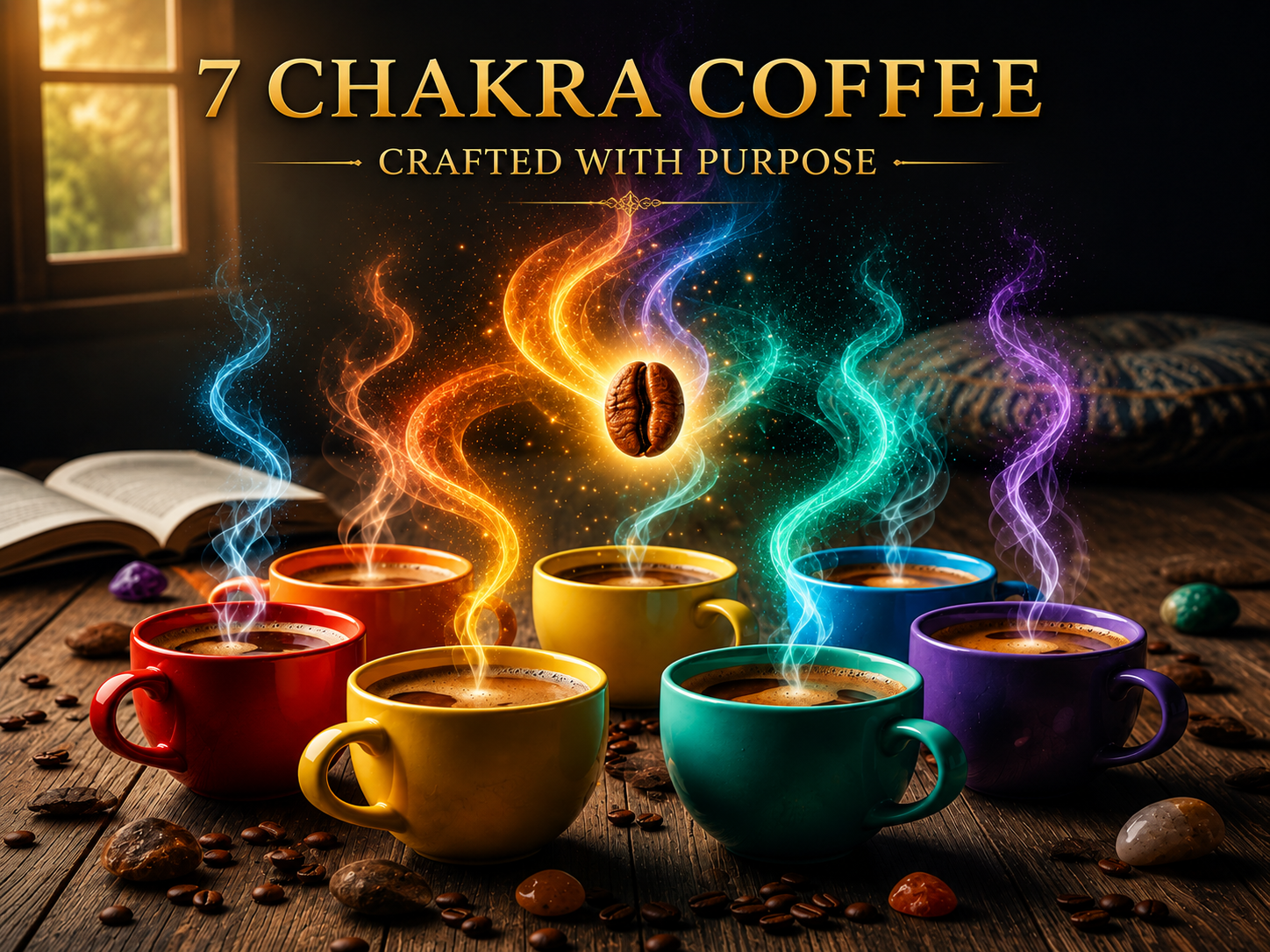 7 Chakras Coffee cup on table
